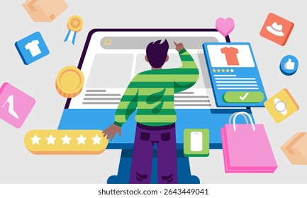 Teen Boy Online Shopping With Gadgets