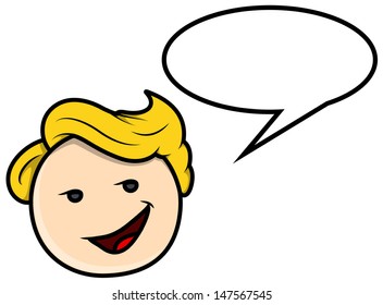 Teen Boy Saying in Speech Bubble - Vector Cartoon Illustration