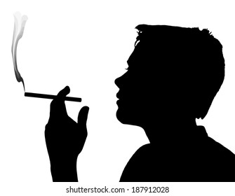 Teen Boy Silhouette Under Aged Smoking Cigarette