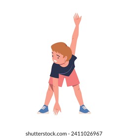 Teen Boy with Windmill Arms Engaged in Sport Activity Doing Physical Exercise Vector Illustration