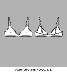 Teen bra. Vector. Front and back views