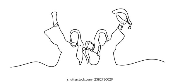 Teen Celebrate Graduation Wearing Gradution Uniform Oneline Continuous Single Line Art Editable Line