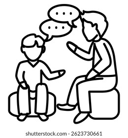 Teen Counseling icon represented by teenager, counseler Line style.