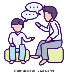 Teen Counseling icon represented by teenager, counseler Lineal Color style.