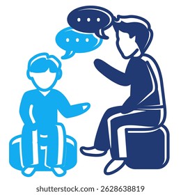 Teen Counseling icon represented by teenager, counseler Dualtone style.
