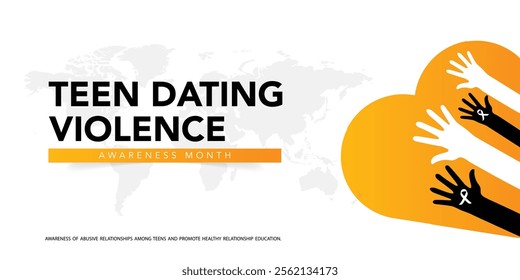 Teen Dating Violence awareness month (TDVAM) is observed every year in February, it focuses on advocacy and education to stop dating abuse before it starts. Vector illustration