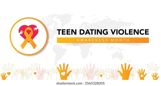 Teen Dating Violence awareness month (TDVAM) is observed every year in February, it focuses on advocacy and education to stop dating abuse before it starts. Vector illustration