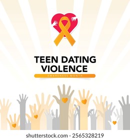 Teen Dating Violence awareness month (TDVAM) is observed every year in February, it focuses on advocacy and education to stop dating abuse before it starts. Vector illustration