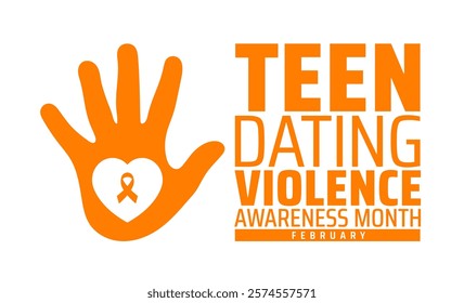 Teen dating violence awareness month background banner or poster design template. observed every year in February. Holiday concept. Use to any Template, card, poster, placard, template.