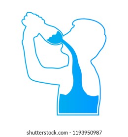 The teen is drinking water. Abstract Vector Illustration