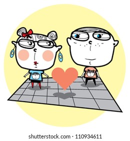 Teen geek couple in love