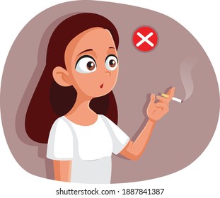 
Teen Girl About to Make the Bad Decision on Smoking. Curious teenager trying to take on harmful addictive habit 
