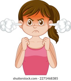 Teen Girl with Angry Face illustration