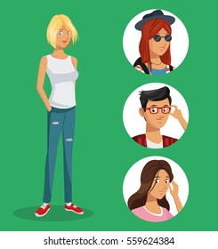 teen girl blonde red shoes people icons