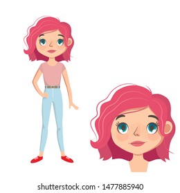 Teen girl character design. Vector illustration