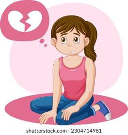 Teen Girl Crying Heartbreak During Puberty illustration