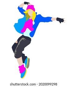 Teen girl dancing pose vector illustration