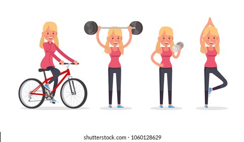 Teen Girl Doing Exercises Character Vector Design