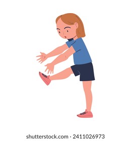 Teen Girl Engaged in Sport Activity Doing Physical Exercise Vector Illustration
