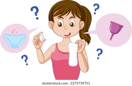 Teen Girl Experiencing First Menstruation illustration