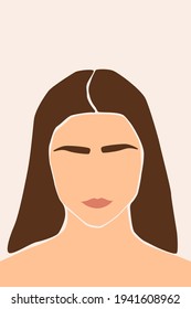 Teen Girl Face. Abstract Minimalist Boho Portrait For Teenage Girl Bedroom Wall Art Decor, Girls Party T-shirt Print etc, Shop Poster etc. 