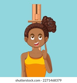 Teen Girl with Measuring Height illustration