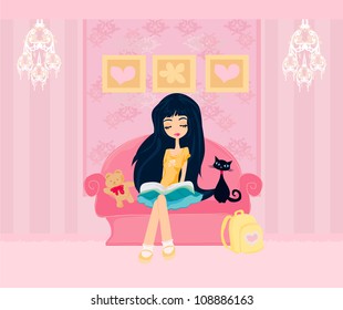 Teen girl Reading A Book