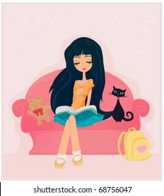 Teen girl Reading A Book