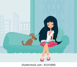 Teen girl Reading A Book