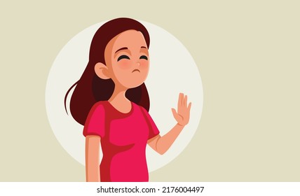 
Teen Girl Saying No Vector Cartoon Illustration. Unhappy Teenager Setting The Limits Of Personal Space Feeling Defensive
