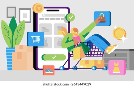 Teen Girl Shopping Online With Smartphone