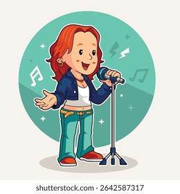 Teen Girl Singing as Band Vocalist