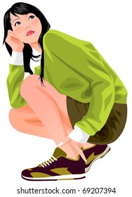 teen girl sitting