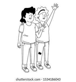 teen girls happy and wearing casual clothes over white background, vector illustration