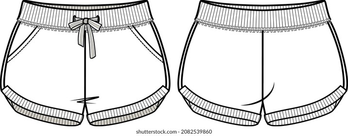 TEEN GIRLS AND KIDS BOTTOM WEAR SHORT WITH POCKET VECTOR SKETCH