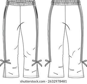 teen girls pants flat line vector design