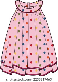 TEEN AND GIRLS WEAR WOVEN DRESS VECTOR ILLUSTRATION