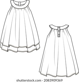 TEEN AND GIRLS WEAR WOVEN DRESSES AND TOPS VECTOR SKETCH