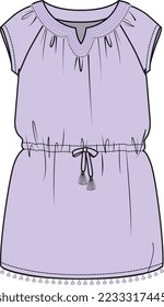 TEEN AND GIRLS WEAR WOVEN DRESSES VECTOR SKETCH