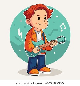 Teen Guitarist Performing on Music Stage