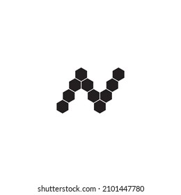 teen hexagons letter N simple symbol logo vector