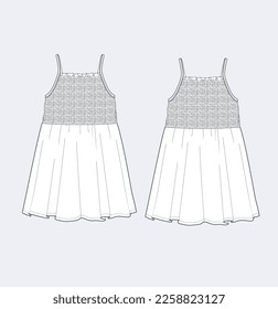 teen kids girl dress flat sketch illustration