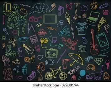 teen pattern on the chalkboard background