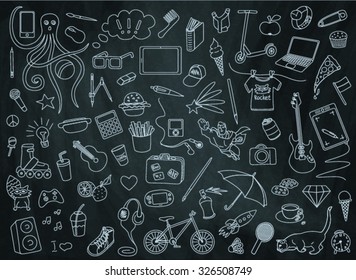 teen pattern on the chalkboard background