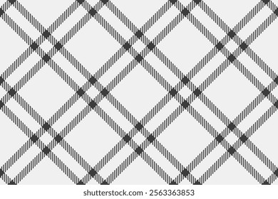 Teen plaid background check, horizon textile seamless vector. Craft pattern fabric tartan texture in white and grey colors palette.