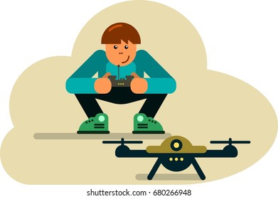 Teen playing with drone