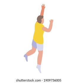 Teen Playing Volleyball Icon. Isometric Of Teen Playing Volleyball Vector Icon For Web Design Isolated On White Background