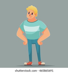 Teen power strong man boy vector illustration