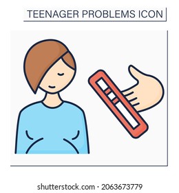 Teen pregnancy color icon. Adolescent pregnancy. Teenager problem concept. Isolated vector illustration