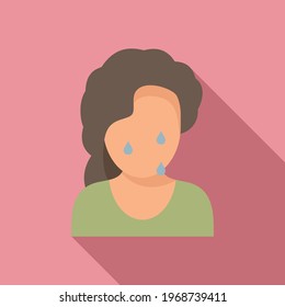 Teen problem crying icon. Flat illustration of Teen problem crying vector icon for web design